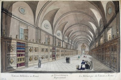 La Biblioteca Vaticana (Biblioteca Apostolica) a Roma, incisione da Unknown artist