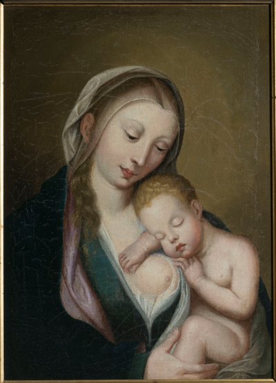 La Vergine e il Bambino che dorme sulla sua spalla. XVIII secolo (olio su tela) da Unknown artist