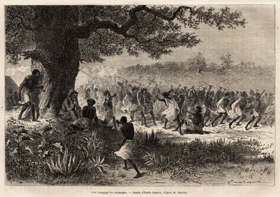 I Vouagogo (tribù della Tanzania) in preparazione per la guerra, sotto l
