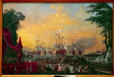 La flotta di baluardi a Tolone lancia raffiche durante la visita del Conte di Provenza (futuro Luigi XVIII) e dell