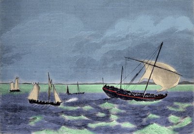 La cattura di un dhow (barca araba) negriero lungo la costa malgascia da Unknown artist