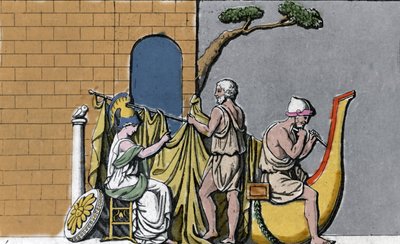 La costruzione della nave Argo, assistita da Minerva, con il legno sacro delle querce di Dodona da Unknown artist