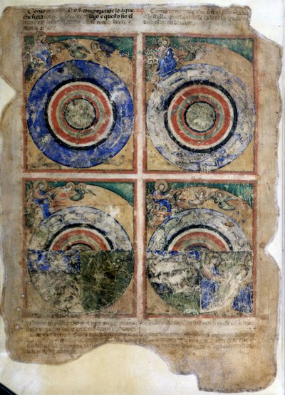 La creazione del mondo. Genesi. Miniatura dal codice 212 (o codice padovano o Bibbia di Padova) 1390-1400 Rovigo, Accademia dei Concordi da Unknown artist