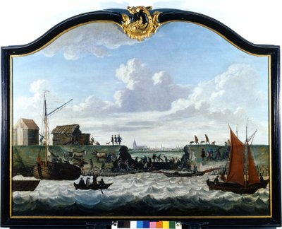 La diga di Zierikzee. Dipinto anonimo del XVIII secolo. Zierikzee Wastenday Siloten, Duiveland da Unknown artist