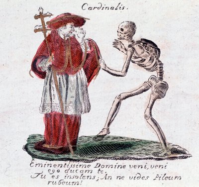 La danza della morte, il cardinale e uno scheletro da Unknown artist