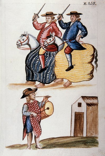 La danza del cavallino, dal libro "Trujillo del Peru" o "Codice Martínez Compañón", di Baltazar Martinez Compañón y Bujanda, vescovo di Trujillo (1782-1785) da Unknown artist