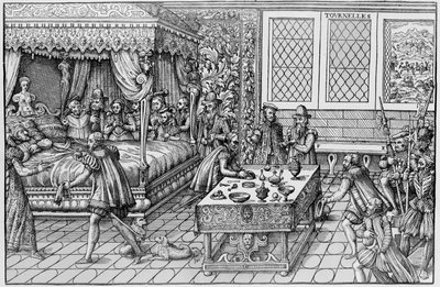 La morte di Enrico II (1519-1559), Re di Francia, al Palais des Tournelles a Parigi, 30 giugno da Unknown artist