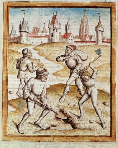 La scoperta di un tesoro nei sobborghi di una città fortificata da Unknown artist