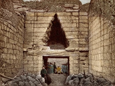 Gli scavi di Micene guidati da Heinrich Schliemann (1822-1890) - La porta dei leoni, ingresso principale di Micene da Unknown artist