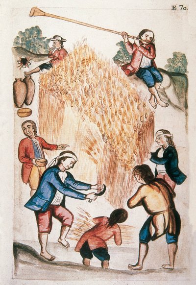 Il raccolto, dal libro "Trujillo del Peru" o "Codice Martínez Compañón", di Baltazar Martinez Compañón y Bujanda, vescovo di Trujillo (1782-1785) da Unknown artist