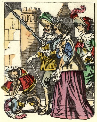 Il re, la principessa e il Marchese di Carabas arrivano al castello dell