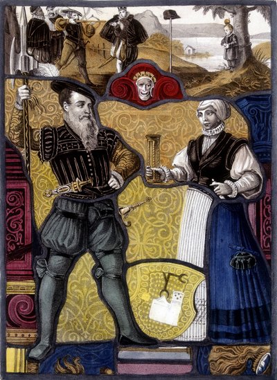 La leggenda di Guglielmo Tell. Incisione da vetrata svizzera, fine XVI secolo. da Unknown artist
