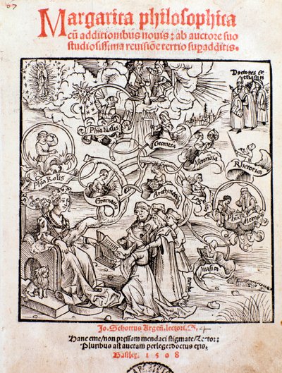 Le arti liberali: Trivium (grammatica, logica e retorica) e quadrivium (aritmetica, geometria, musica e astronomia) da Unknown artist