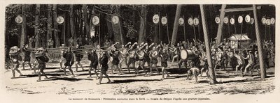 Il matsouri (fiera, processione) del tempio Kami nei pressi di Yedo (o Edo, l