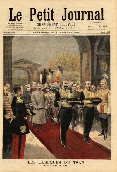 I funerali dello Zar Alessandro III (1815-1894), nella Cattedrale di San Pietro e San Paolo, necropoli dei Romanov, al centro della fortezza di San Pietroburgo da Unknown artist