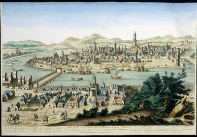 Il porto e la città di Siviglia - incisione del XVIII secolo da Unknown artist