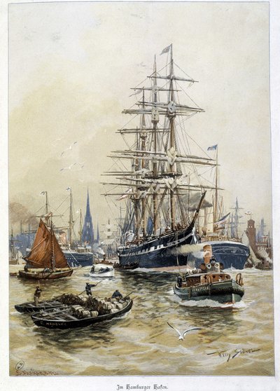 Il porto di Amburgo nel XIX secolo da Unknown artist