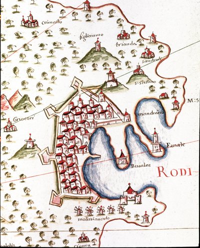 Il porto di Rodi in Grecia (dettaglio) da Unknown artist