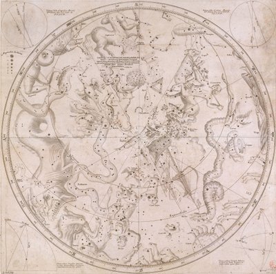 Le ascensioni rette e le declinazioni delle principali stelle fisse in entrambi gli emisferi fino all