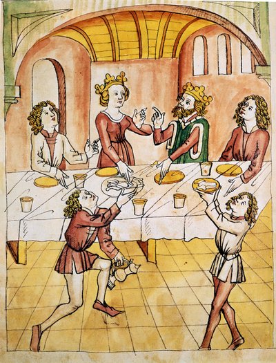 La sala delle cento tavole. Facsimile del XVIII secolo dopo Perceval di Wolfram von Eschenbach da Unknown artist