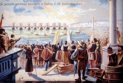 La seconda partenza di Cristoforo Colombo da Cadice il 25/09/1493. da Unknown artist
