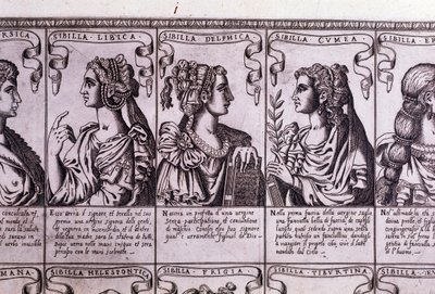 Le sibille: libica, delfica, cumana (incisione) da Unknown artist