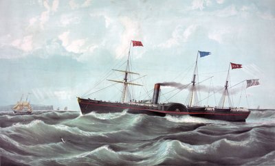 Il battello a vapore US Atlantic (US mail steamship Atlantic) Litografia 1850 da Unknown artist