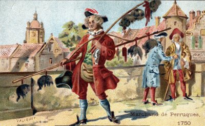 Il mestiere del mercante di parrucche nel 1750 da Unknown artist