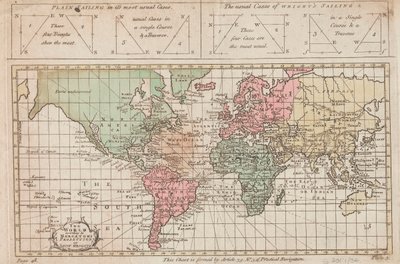 Il mondo secondo la proiezione di Mercatore o di Edw Wright, c.1730 da Unknown artist