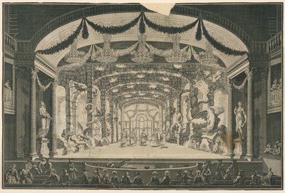 Interno del teatro con spettacolo in corso da Unknown artist