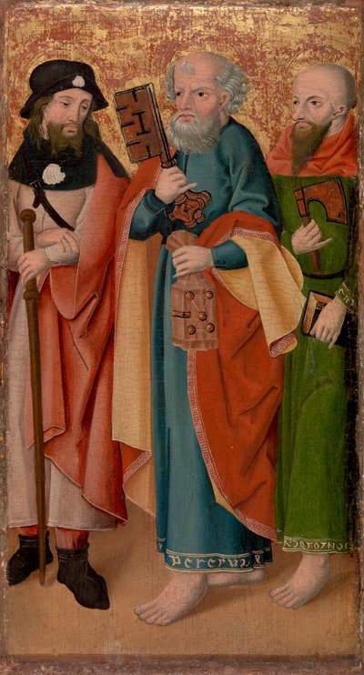 Tre apostoli con bastone, chiave e ascia da Unknown artist