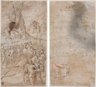 Tre Scene dalla Passione di Cristo (recto) Schizzo Architettonico (verso) da Unknown artist