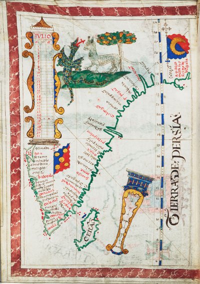 Tierra de Persia, scala: circa 1:13 500 000, con luoghi aggiuntivi dell