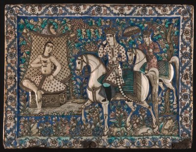 Piastrella raffigurante Khusrau che si accorge del bagno di Shirin da Unknown artist