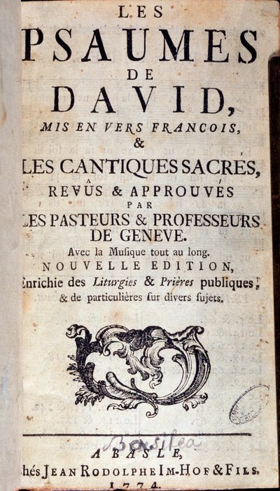 Pagina del titolo dei Salmi di Davide (1774) da Unknown artist