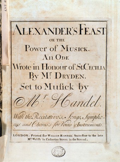Pagina del titolo della partitura musicale di Alexander
