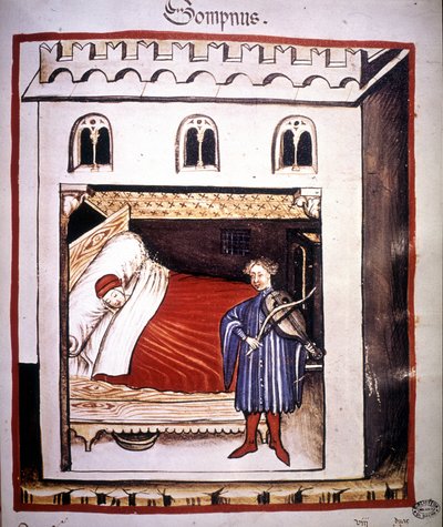 Trattato di medicina "Tacuinum sanitatis" del XIV secolo: il sonno. da Unknown artist