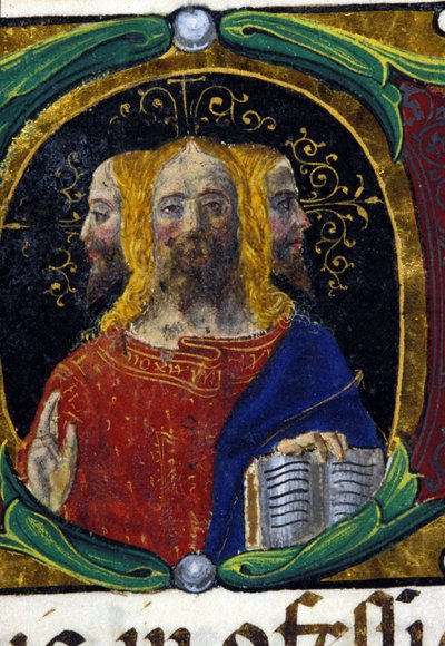 Trinità con tre facce (3 teste). Codice Carmosano da Unknown artist