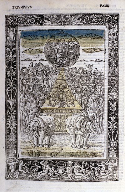 Trionfo della fama di Francesco Petrarca (Petrarca). Miniatura sd. Bibl. Trivulziana, Milano. da Unknown artist