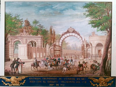 Ingresso trionfale di Agustin Iturbide, primo imperatore del Messico indipendente, a Città del Messico il 7/09/1821 da Unknown artist