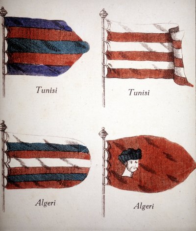Bandiere tunisine e algerine risalenti alla fine del XVIII secolo da Unknown artist