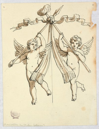 Due angeli con lancia e spugna sacra da Unknown artist