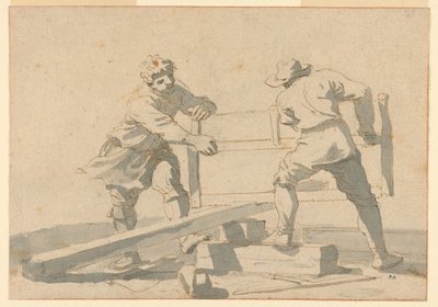 Due Uomini che Segano una Tavola da Unknown artist