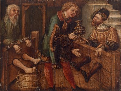 Due uomini in ceppi e una terza figura da Unknown artist