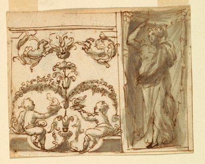 Due progetti per decorazioni dipinte di pannelli da Unknown artist