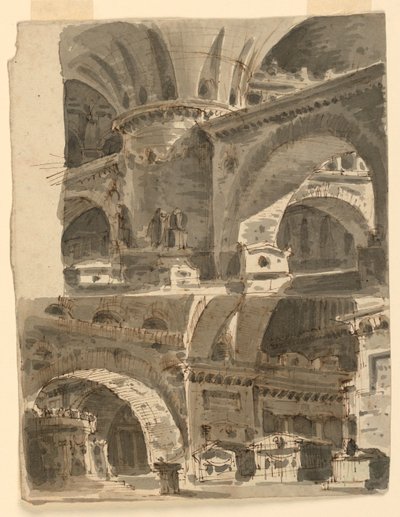 Due scenografie, interni di edifici antichi da Unknown artist