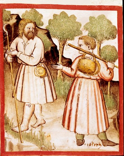Due pastori in miniatura dal codice 212 (o codice padovano o Bibbia di Padova) 1390-1400 Rovigo, Accademia dei Concordi da Unknown artist