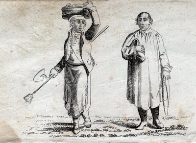 Due contadini, incisione fine XVIII secolo, collezione privata. da Unknown artist