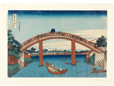 Sotto il ponte Mannen a Fukagawa (Fukagawa Manne-bashi no shita) da Trentasei vedute del Fuji da Unknown artist
