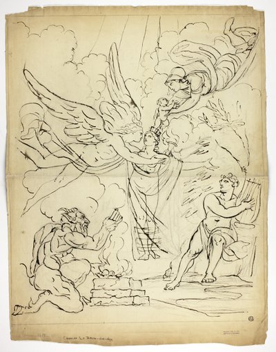 Scena di nascita mitologica non identificata (recto); Cupido e Psiche (verso) da Unknown artist